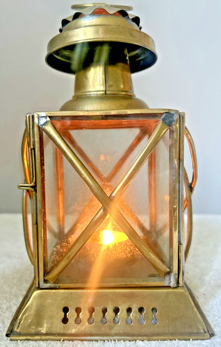 Brass square lantern tea light - brass,