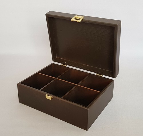 Wooden brown box tea - brown, bag