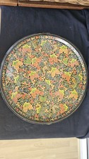 Vintage Kashmir Hand Painted Papier Mache Tray 38cm Diameter