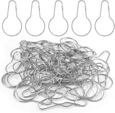 BokWin 50 Pcs Metal Shower Curtain Hooks,2.7 Inch Silver Clip Bulk 50 