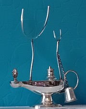 Antique Silver Plated Aladdin Genie Oil Lamp Brandy Glass Warmer