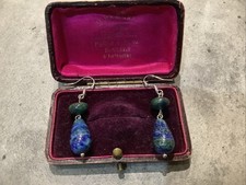 925 SILVER LAPIS LAZULI  IN  AZURITE DROP EARRINGS