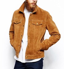 Men suede leather jacket - men's,