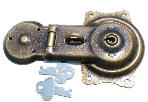 Antique brass trunk lock with - antique,