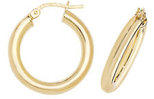9CT GOLD 15mm PLAIN CREOLE HOOP LADIES EARRINGS