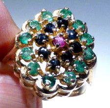 9ct Gold Ring Emerald Sapphire
