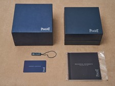 Piaget Vintage Watch Box Blue Leatherette Box Inner & Outer Box Manuals Papers