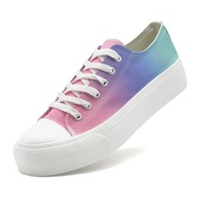 Ladies Size 9 Canvas Trainers Platform Sneakers Lace Up Plimsolls Casual Low Top