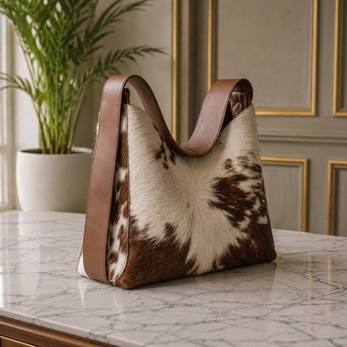 Genuine cowhide leather tote - cowhide,