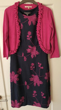 Laura Ashley Sleeveless Dress in Navy/Lupin with matching Bolero Jacket