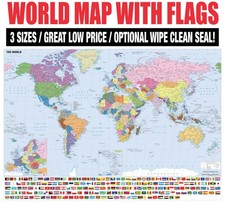 LAMINATED WORLD MAP WITH