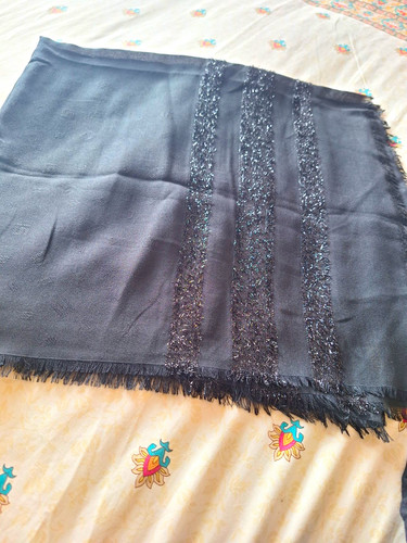 Womens black silk woven shawl - womens,