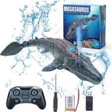 (Black) 2.4G Remote Control Mosasaurus Dinosaur Toy Water RC Swimming Dino Gift