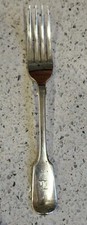 Antique Solid Silver Dessert Starter Dinner Fork Fiddle London 1847 B London 60g