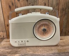 Steepletone Brighton Portable Radio FM MW & LW 1950s Retro Battery/Mains Powered