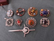 9 Scottish Celtic Style Costume Jewellery  Brooch's 1 Pendant