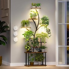 Plant Stand Indoor with Grow Lights 9-Tier Tall S-Shaped Metal Corner Display