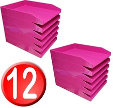 Letter Trays Pink A4 Stacking 25.1 x 31.3 x 4.5cm Foray 5117326 Pack of 12