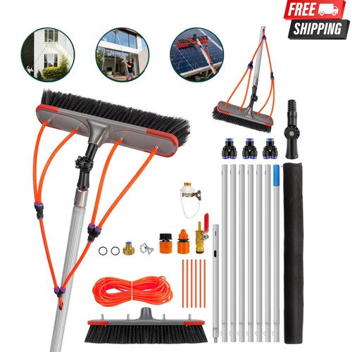 Water fed solar panel brush - solar,