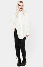 NWOT: Disturbia White Chiromancy Collar Oversized Long Sleeve Shirt (Size 8)