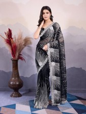 Designer black beautiful sequence Saree indian sequins bollywood party wear sari