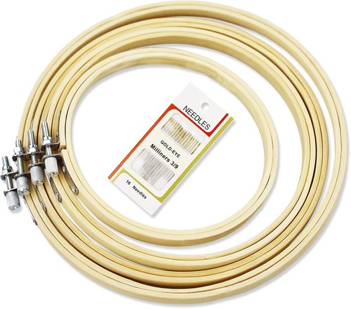 4pcs sizes round bamboo - sizes,