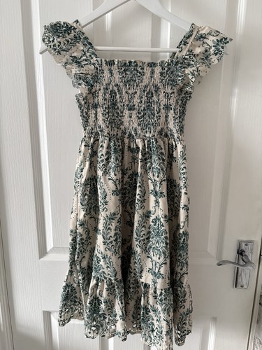 Girls green white floral - &,
