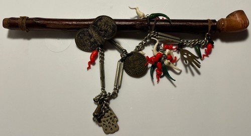 Old ceremonial wooden pipe - wooden,