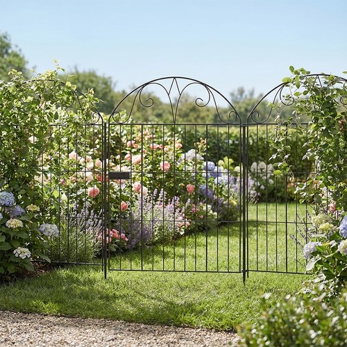 Metal garden fence with - garden,