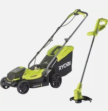 Ryobi 18V ONE+ Cordless Lawnmower and Grass Trimmer Kit  1 X 5.0Ah battery. USED