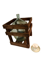 Large Vintage Glass Demijohn Carboy Opaque  Green 1966  25ltr In Original Crate