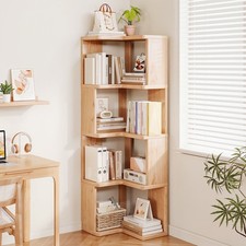 Wooden Corner Rack Shelf Unit Free Standing Organizer Storage Shelves Bookcase