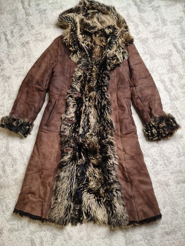 Vtg brown lambskip long