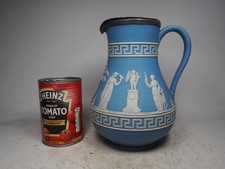 Vintage Wedgwood Jasperware Jug Blue with Metal Lid  (DAMAGED)