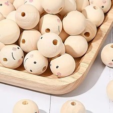 20 x Wooden Doll Head Beads