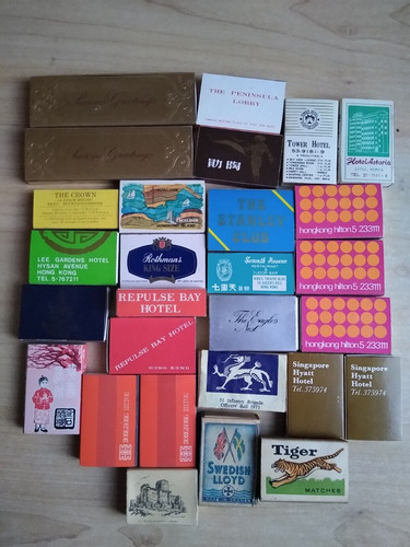 Old empty match boxes job - old,