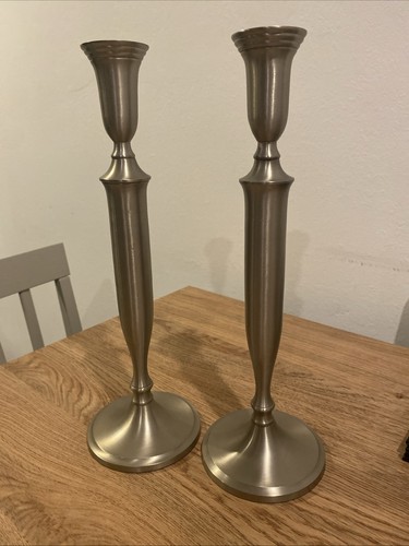 Pewter metal candlestick - pewter,