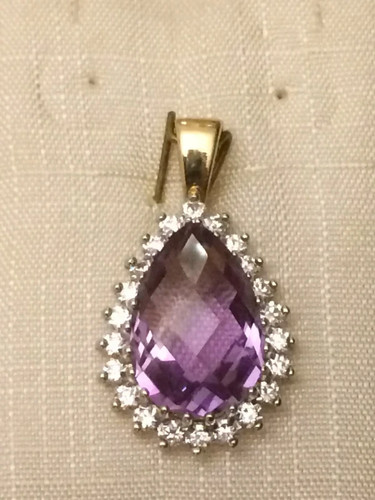 Amethyst large navette - amethyst, 9ct