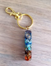 Chakra Key Ring Crystal Orgone Resin Pendant Healing Reiki Keyring