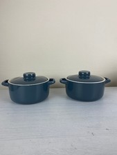 George Wilkinson 2 X Small Ceramic Casserole Dishes w/ Lids Grey / Blue