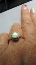 Beautiful Fire Opal and Zircon Ring, in Sterling Silver. UK R