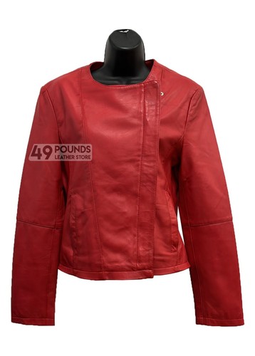 Ladies collarless red - ladies,