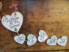 Personalised  Christmas At The Family Name Plaque Heart Gift Present Sign Xmas