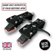 2 x Black Headshells With Moving Magnet Cartridges & Diamond Styluses
