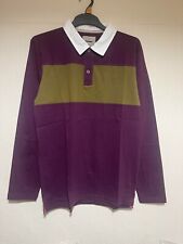 White Stuff Mens Polo Shirt Long Sleeve Stripe Purple Rugby Shirt S M L XL 2XL
