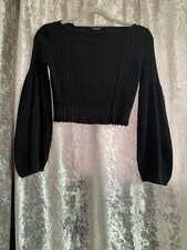 Black Cropped Knit Long