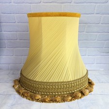 Vintage Mustard Bell Lampshade Gold Pleated Chiffon Tassel Downton Abbey