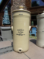 Antique Doulton & Co.  Stoneware Water Filter London Dispenser w Lid 24" tall