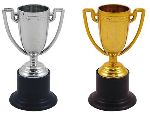 Mini gold silver trophy medals - gold,