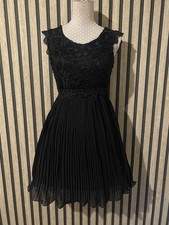 Boohoo Night Black Lace Pleated Dress Size  8/10 Xmas Party Evening